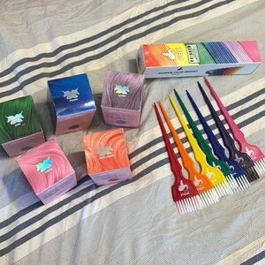 Lime crime hair dye set with brushes all half full or more